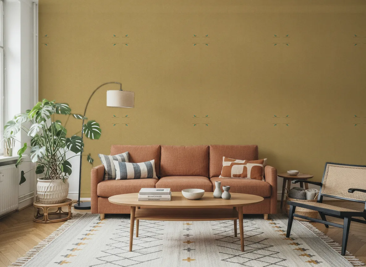 Bolinger — Salon z terakotową sofą