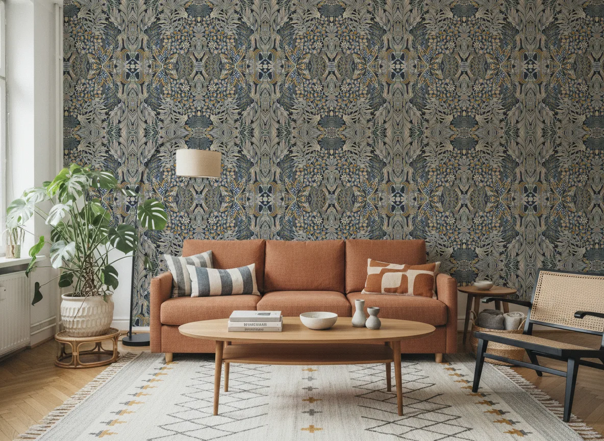 Borromee Jardin Felicia — Salon z terakotową sofą