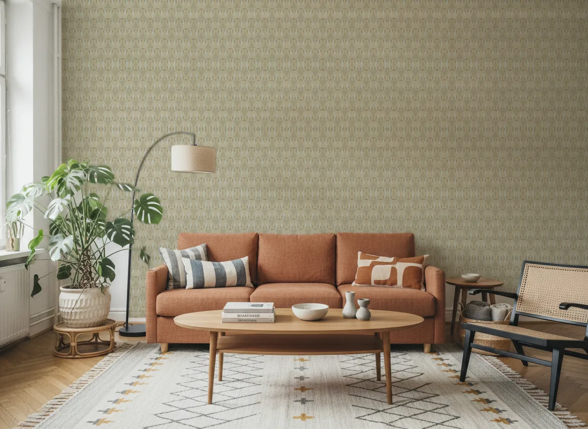 Castalia — Salon z terakotową sofą