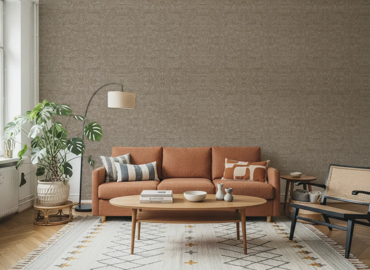 Filea Linessence — Salon z terakotową sofą