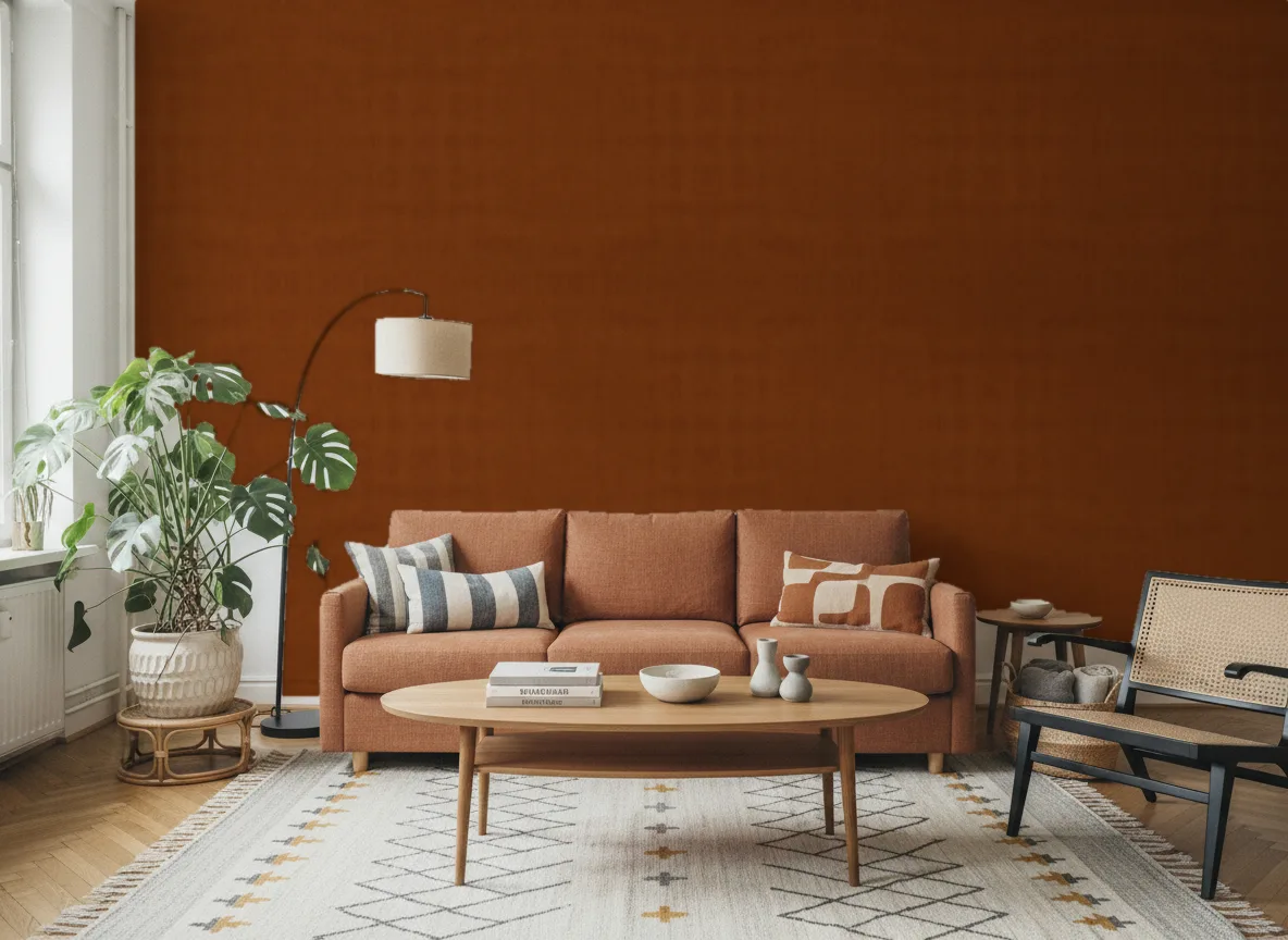 Hestia — Salon z terakotową sofą