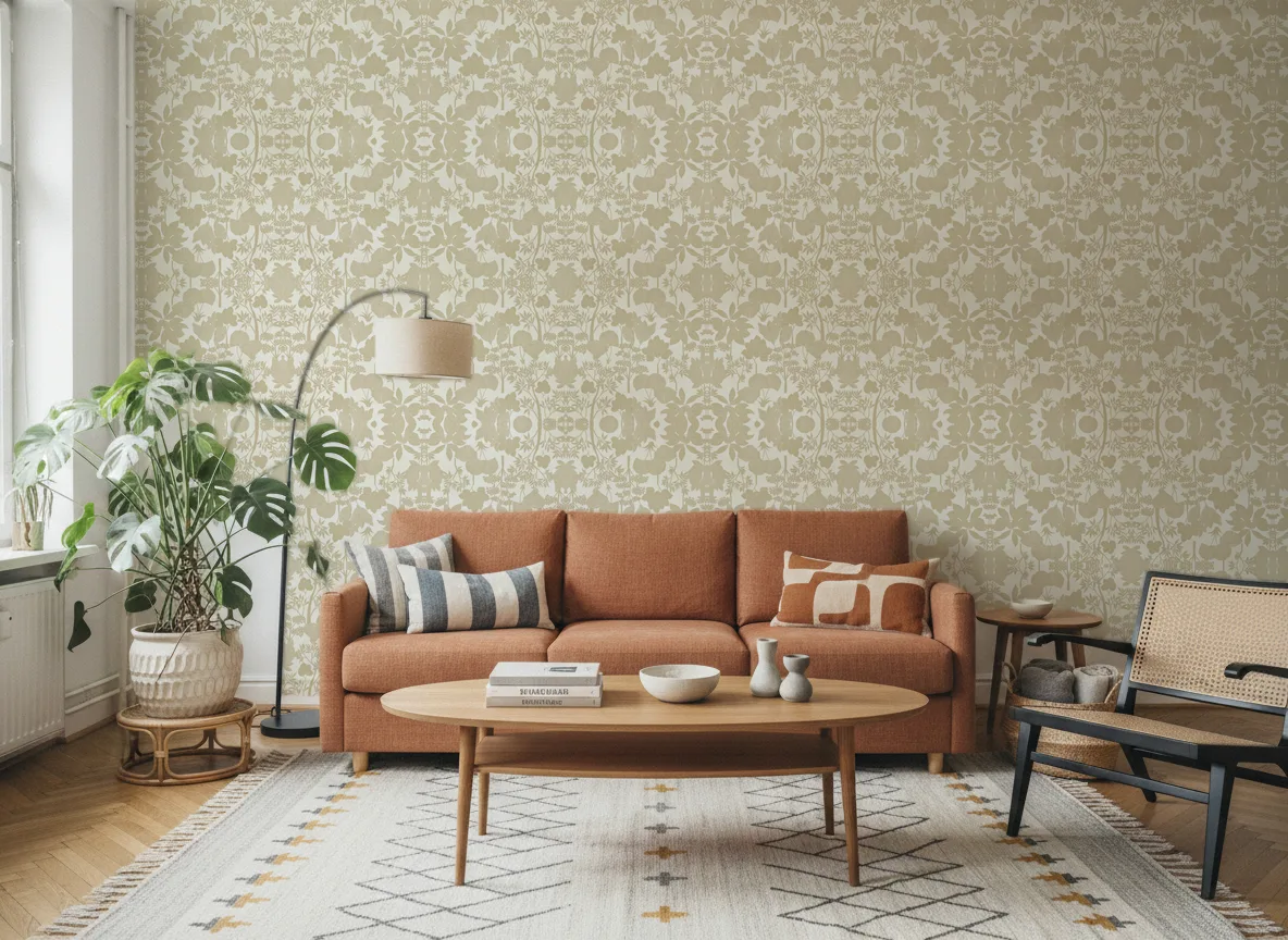 Inara — Salon z terakotową sofą