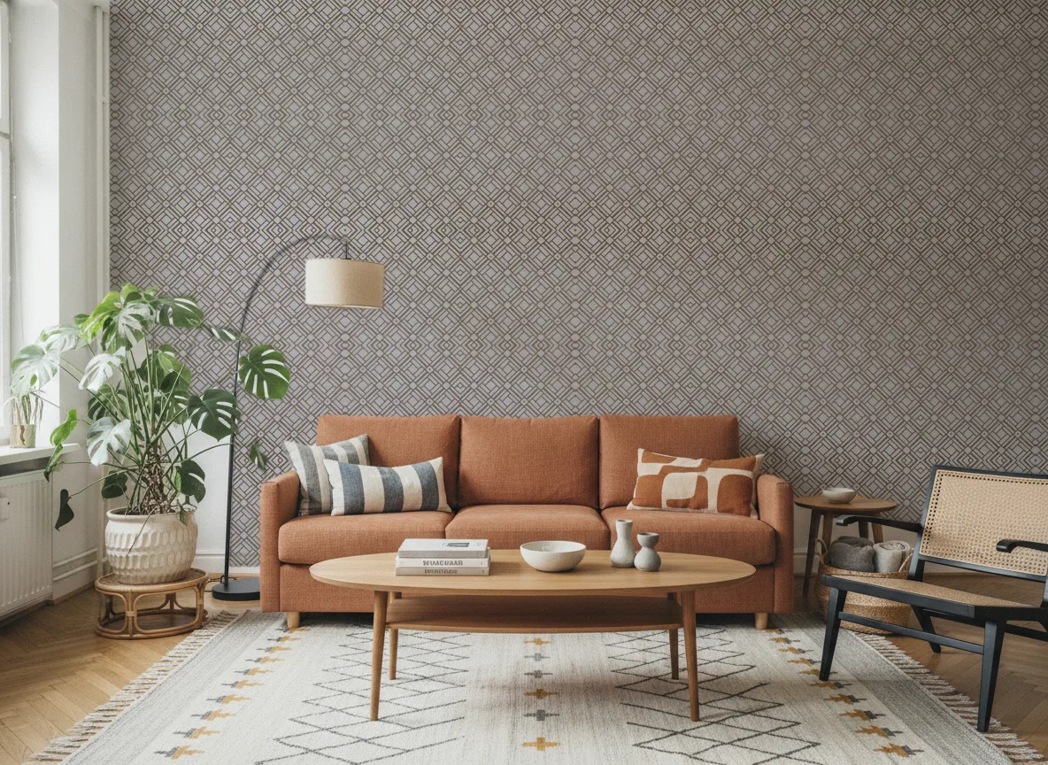 Kheops — Salon z terakotową sofą