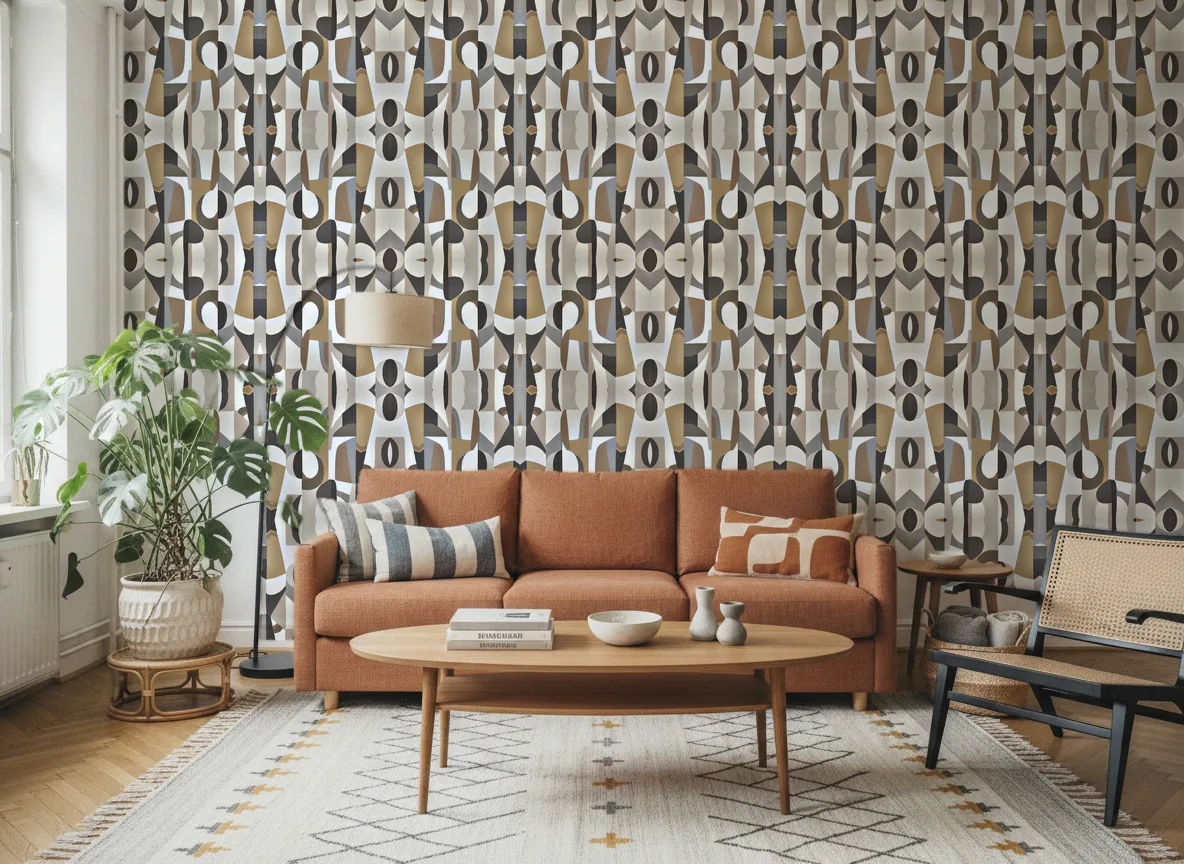L'Atelier — Salon z terakotową sofą