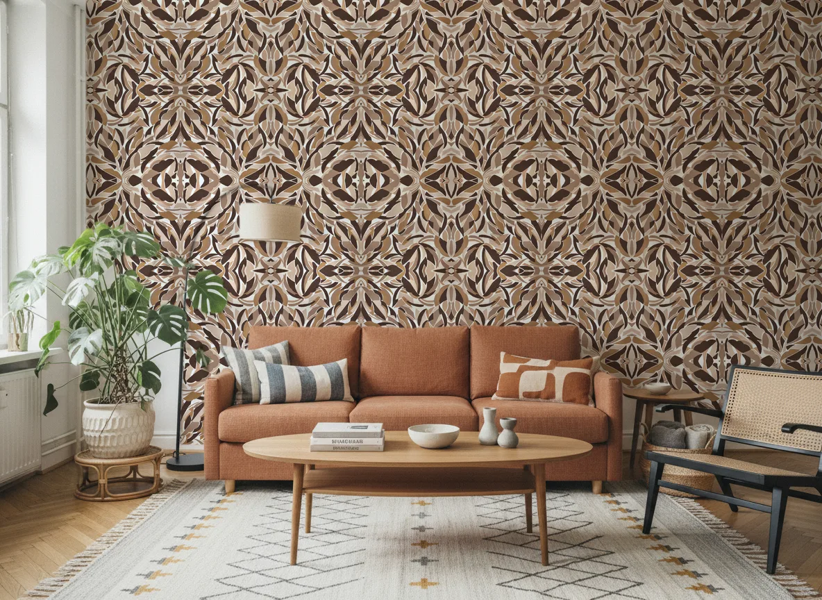 L'Atelier — Salon z terakotową sofą