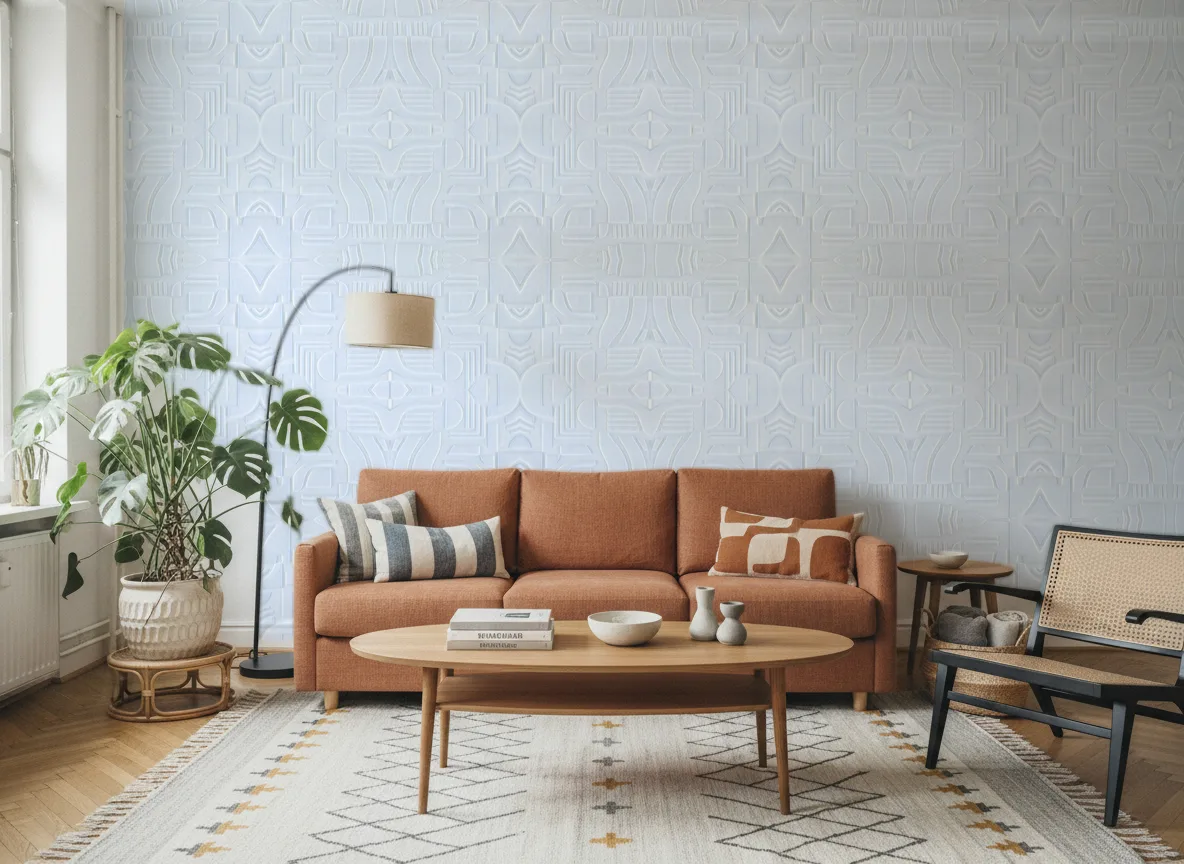 Linsolite — Salon z terakotową sofą