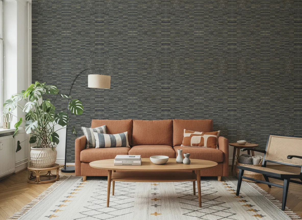 Lirio Nature Precieuse – Textures — Salon z terakotową sofą