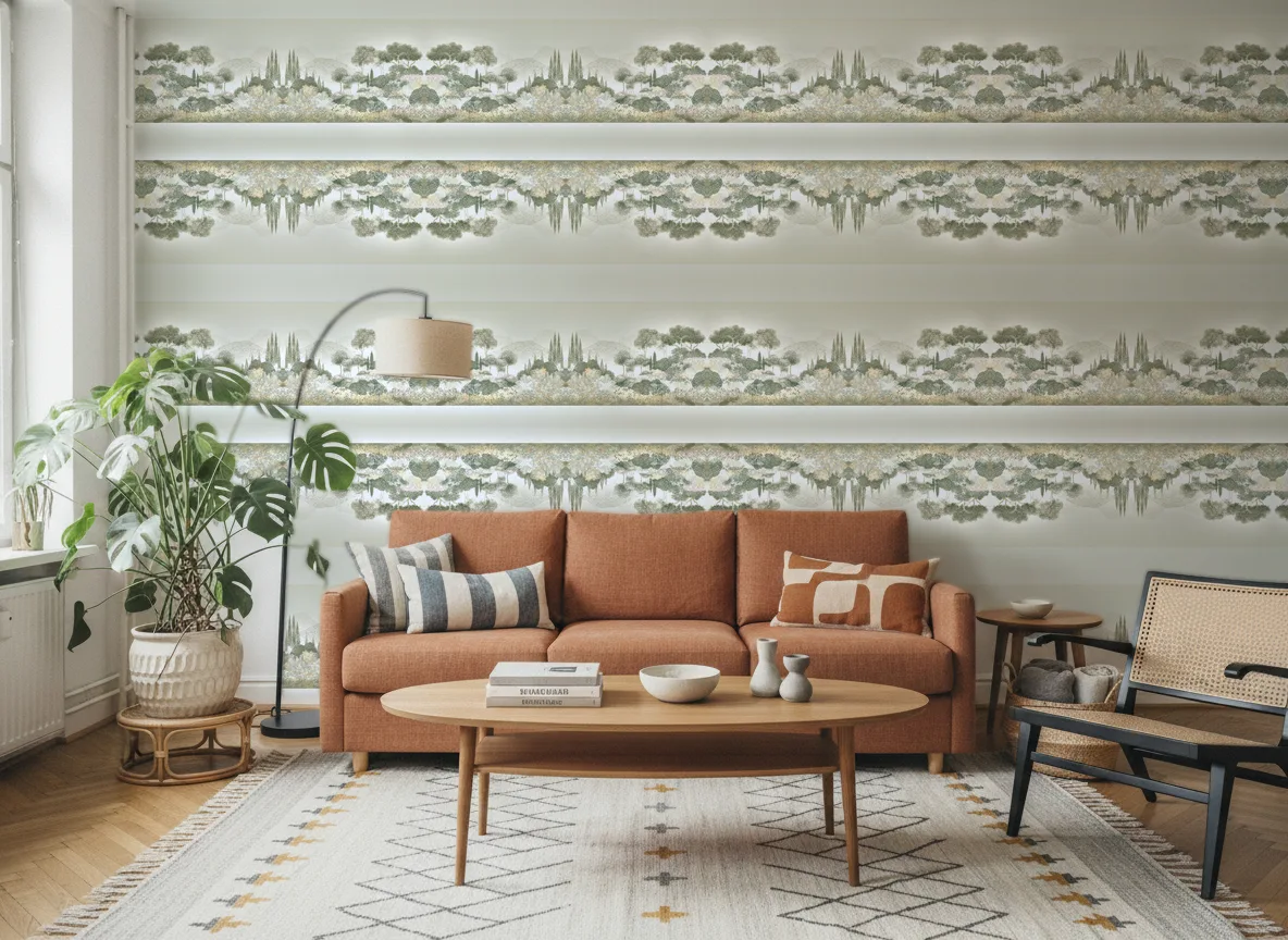 Maquis Corse — Salon z terakotową sofą