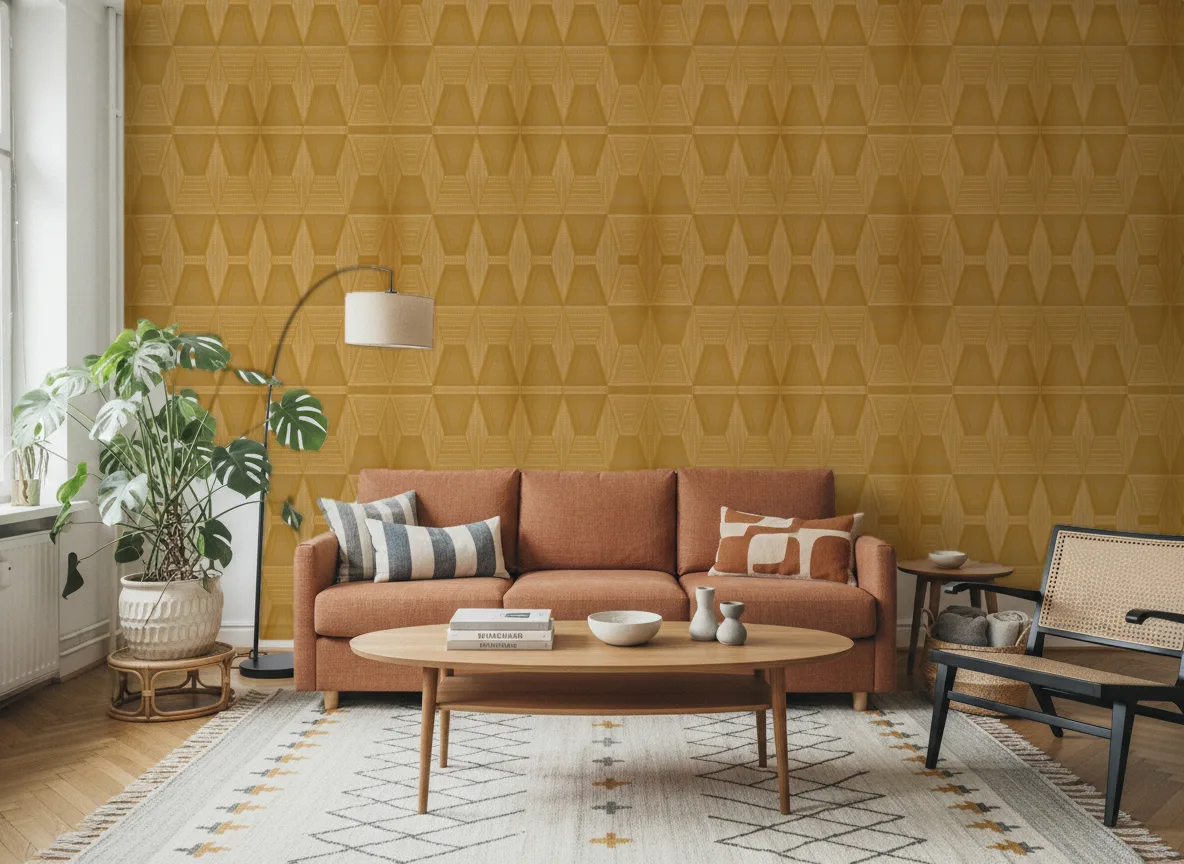 Mirage — Salon z terakotową sofą