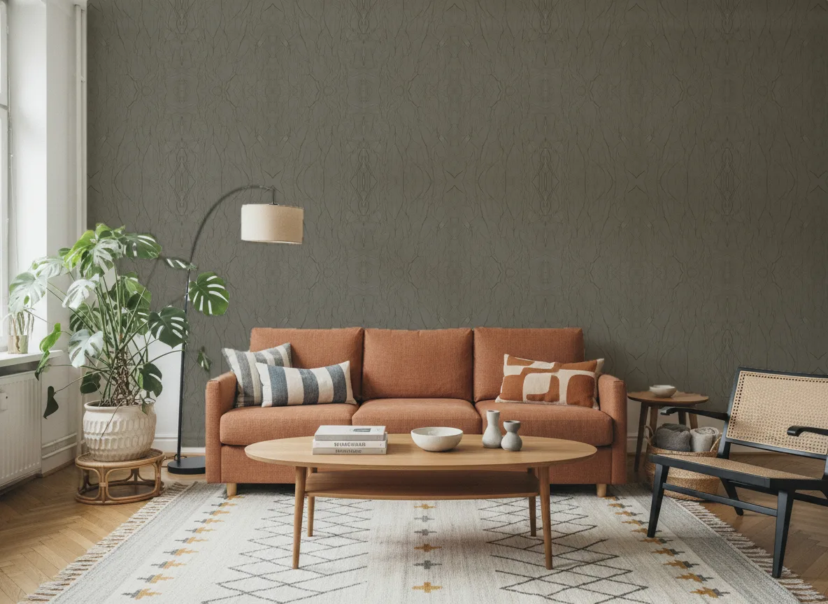 Passiflore Escambray — Salon z terakotową sofą