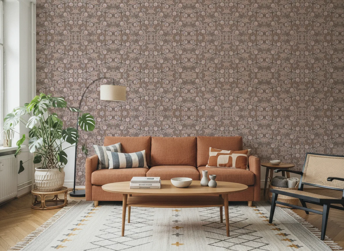 Persee — Salon z terakotową sofą