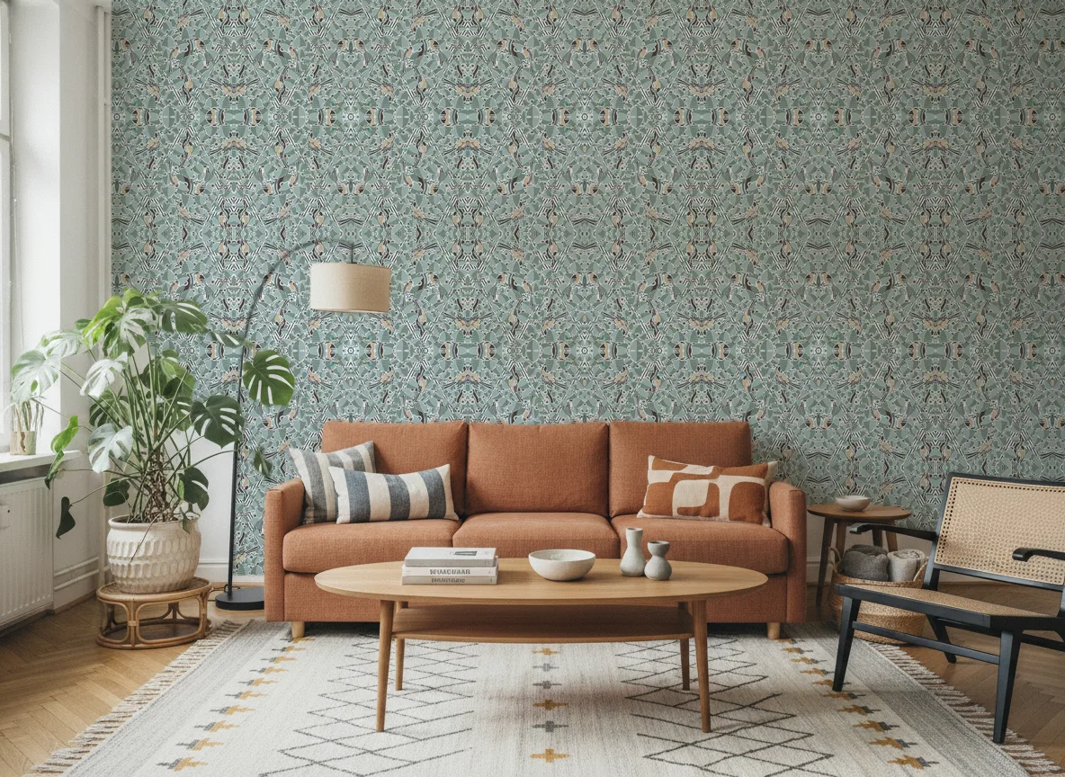 Printemps Viennois — Salon z terakotową sofą