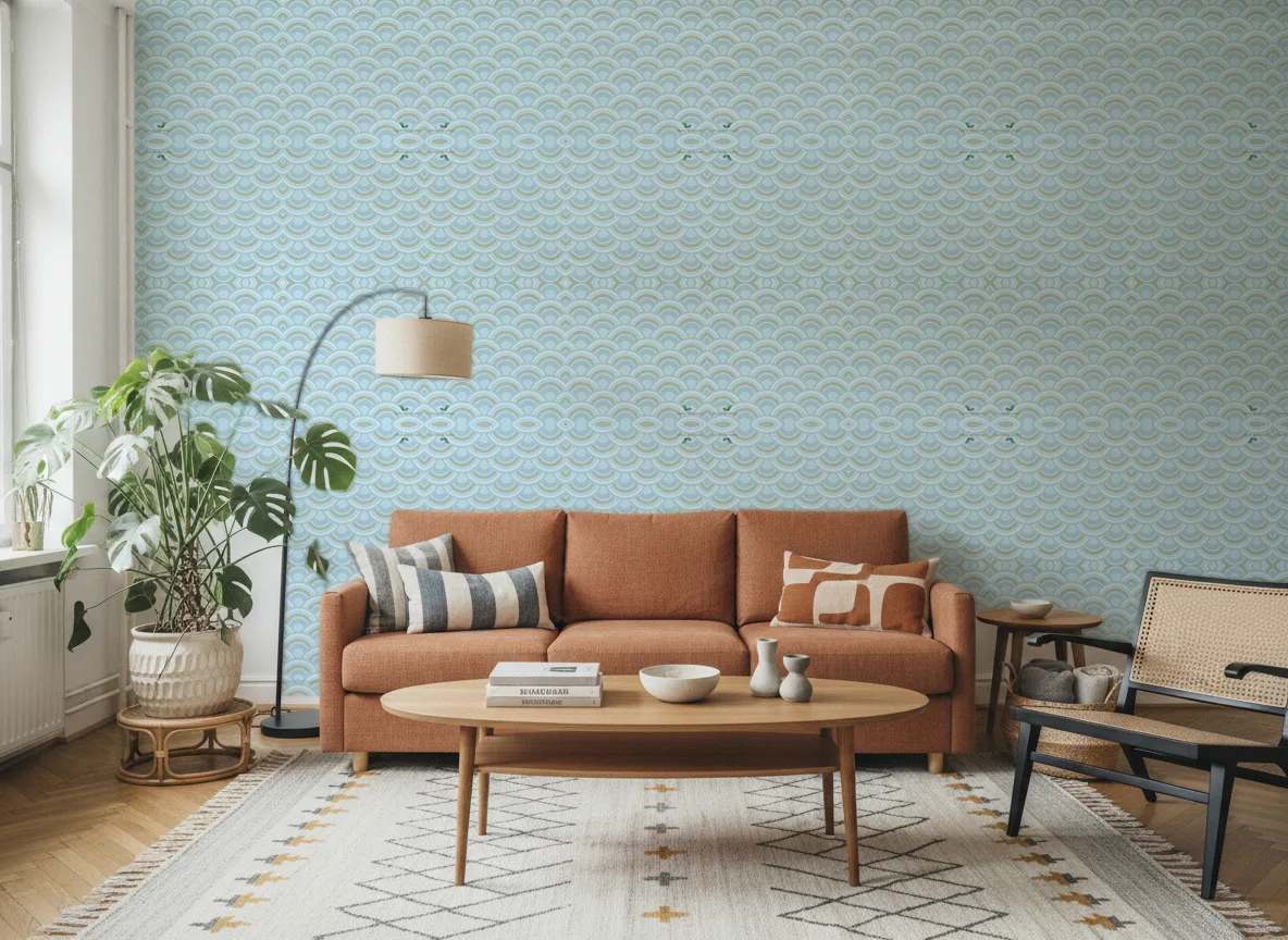 Printemps Viennois — Salon z terakotową sofą