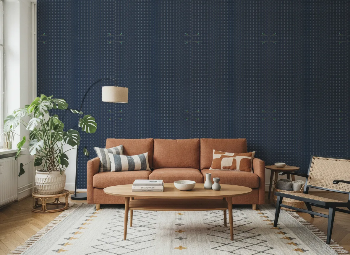 Stein Delta — Salon z terakotową sofą