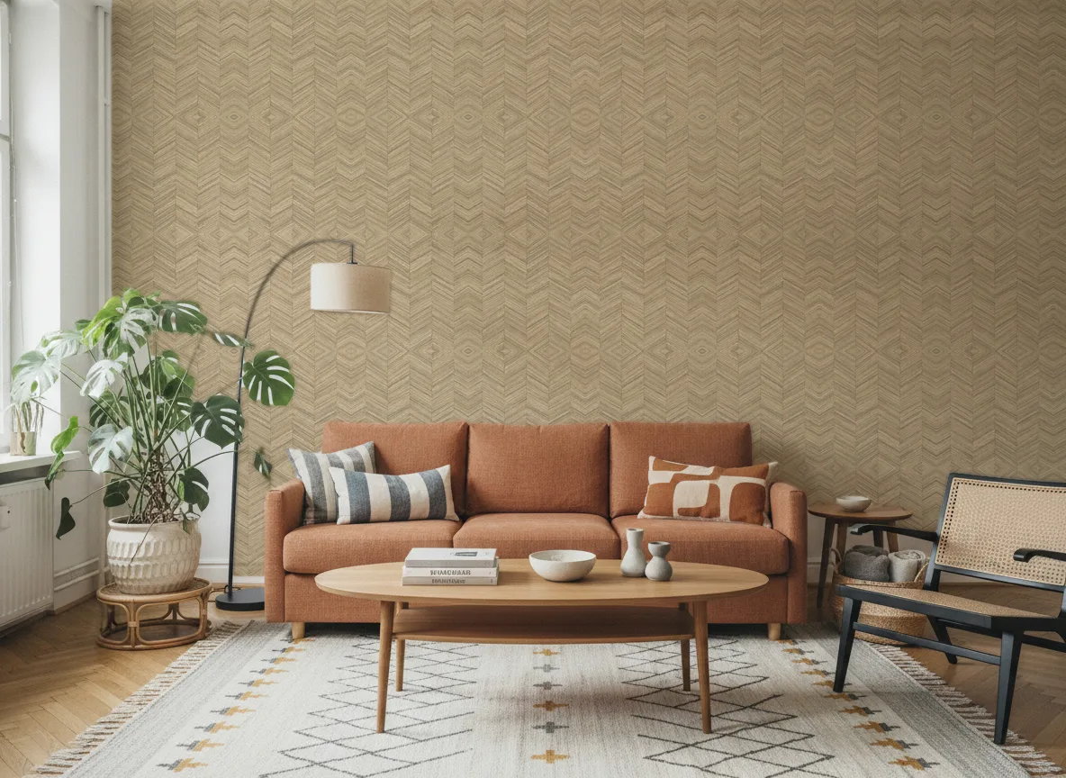 Textures Vegetales — Salon z terakotową sofą