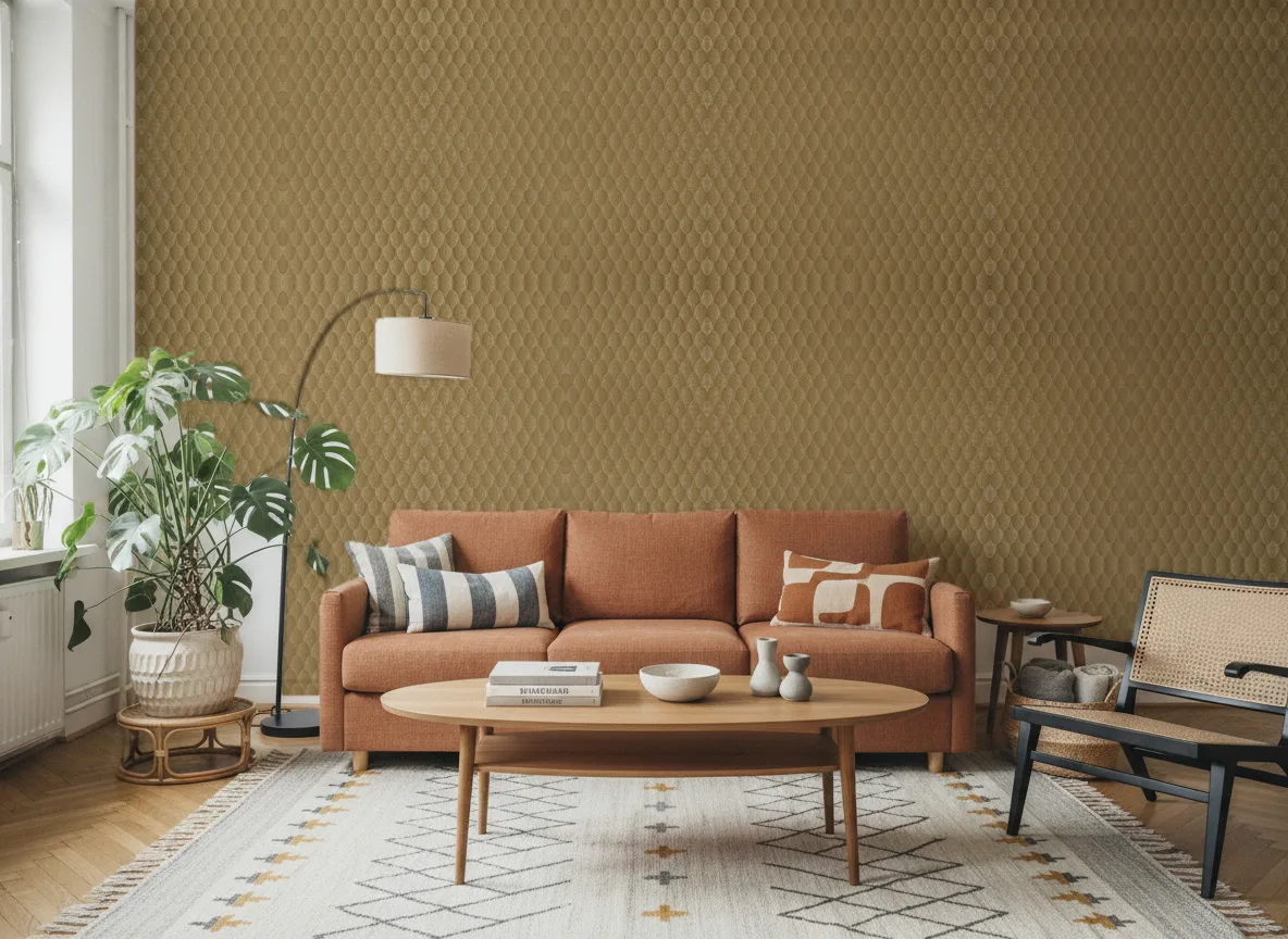 Vendome — Salon z terakotową sofą