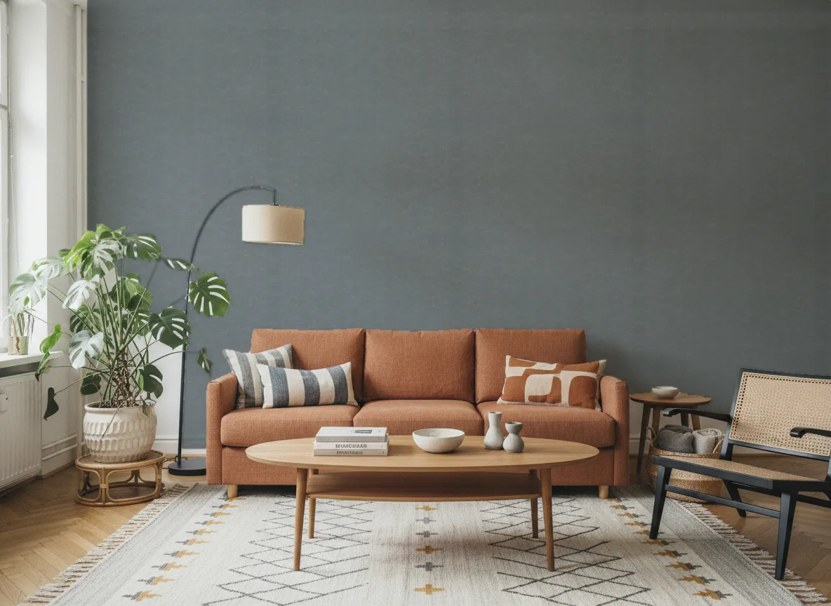 Bombay Exclusive — Salon z terakotową sofą