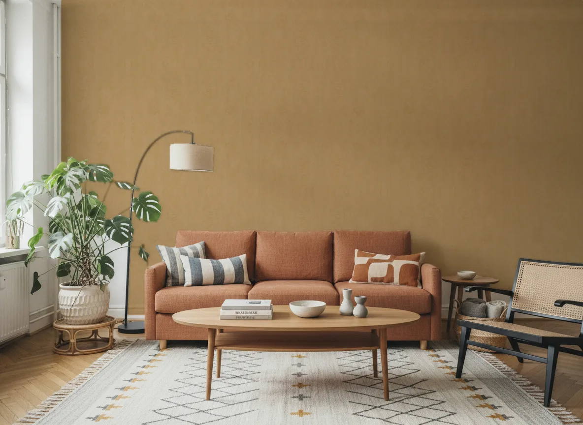 Fresco — Salon z terakotową sofą