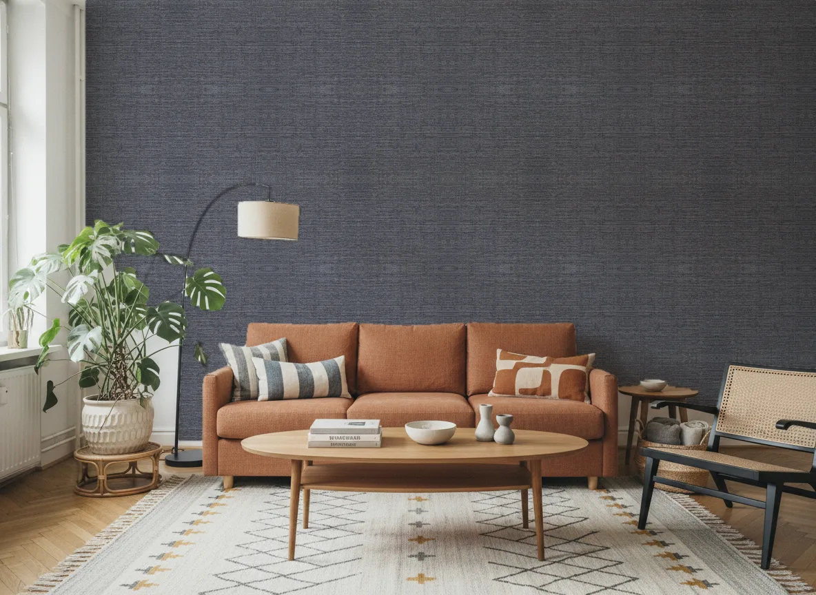 Soft 2 — Salon z terakotową sofą