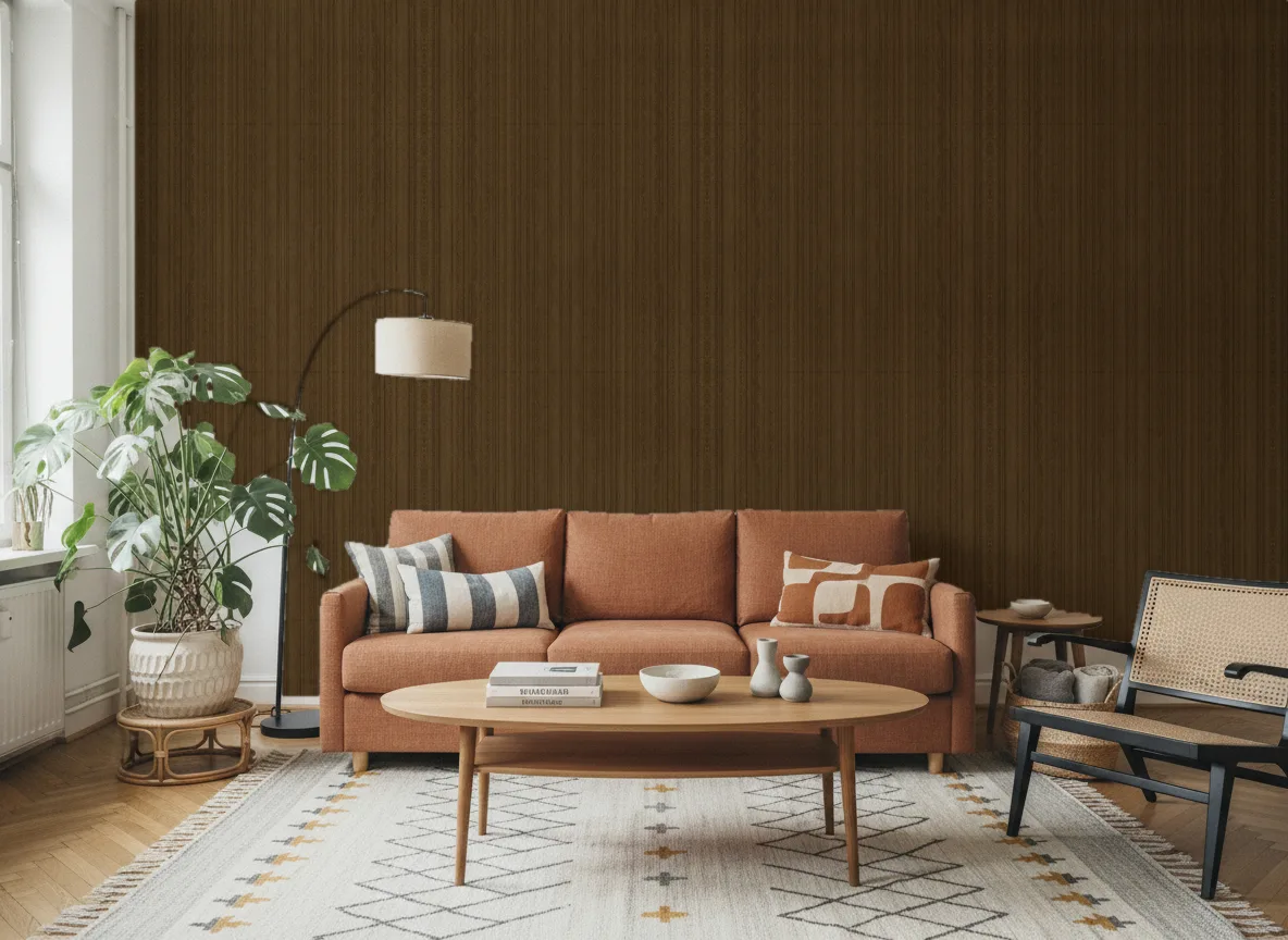 Tapeta obiektowa Cora W18 — Salon z terakotową sofą