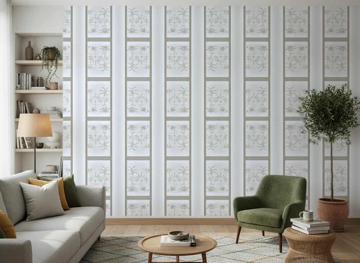 Skoura Encadre — Salon z zielonym fotelem