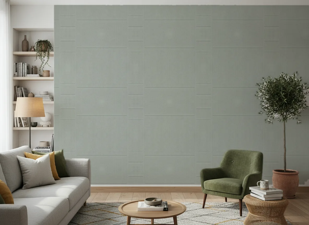 Polyform Vinacoustic Kent — Salon z zielonym fotelem