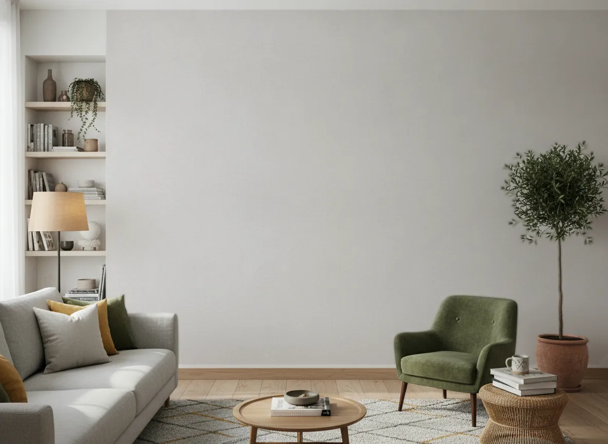 Vinacoustic Linen 2 — Salon z zielonym fotelem