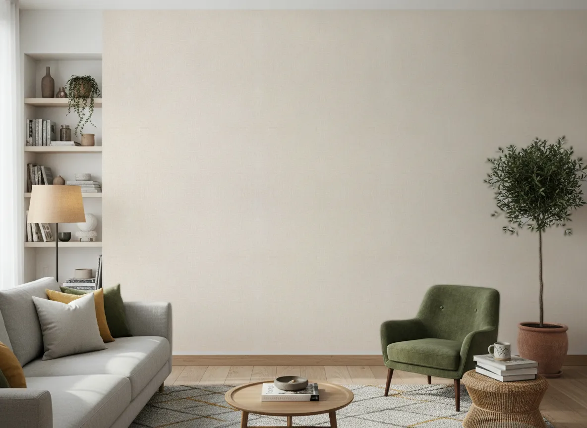 Vinacoustic Linen 3 — Salon z zielonym fotelem