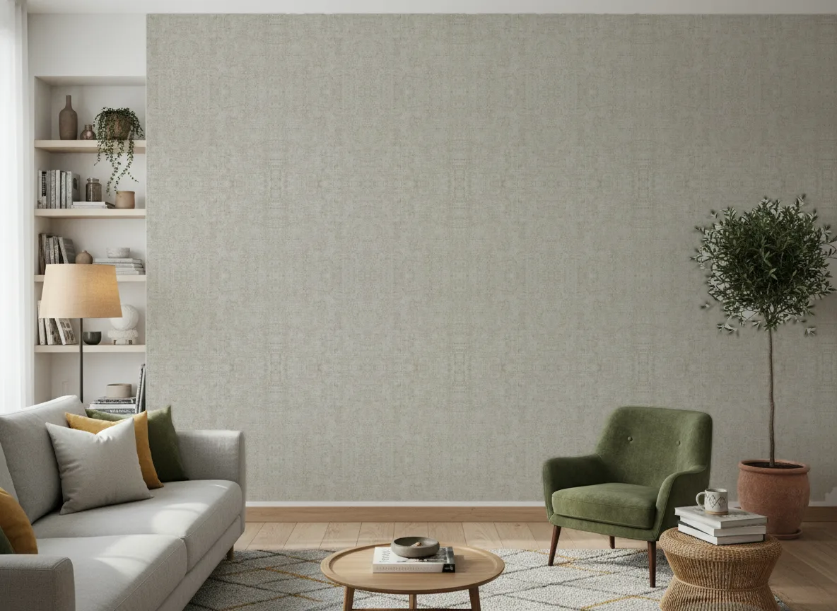 Vinacoustic Stone — Salon z zielonym fotelem