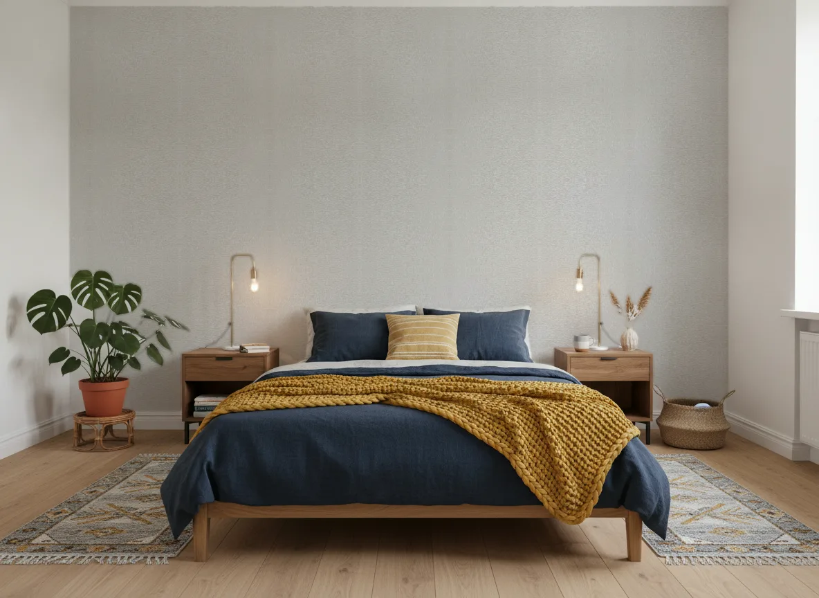 Tessela Select 7 — Sypialnia z granatową pościelą