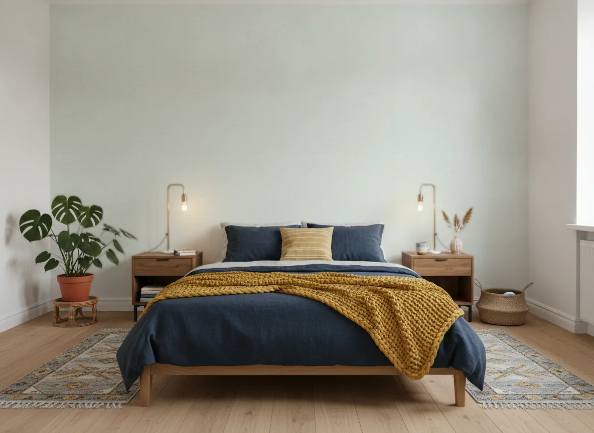 Concept Shimmer — Sypialnia z granatową pościelą