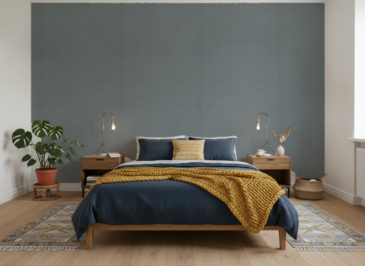 Bombay Exclusive — Sypialnia z granatową pościelą