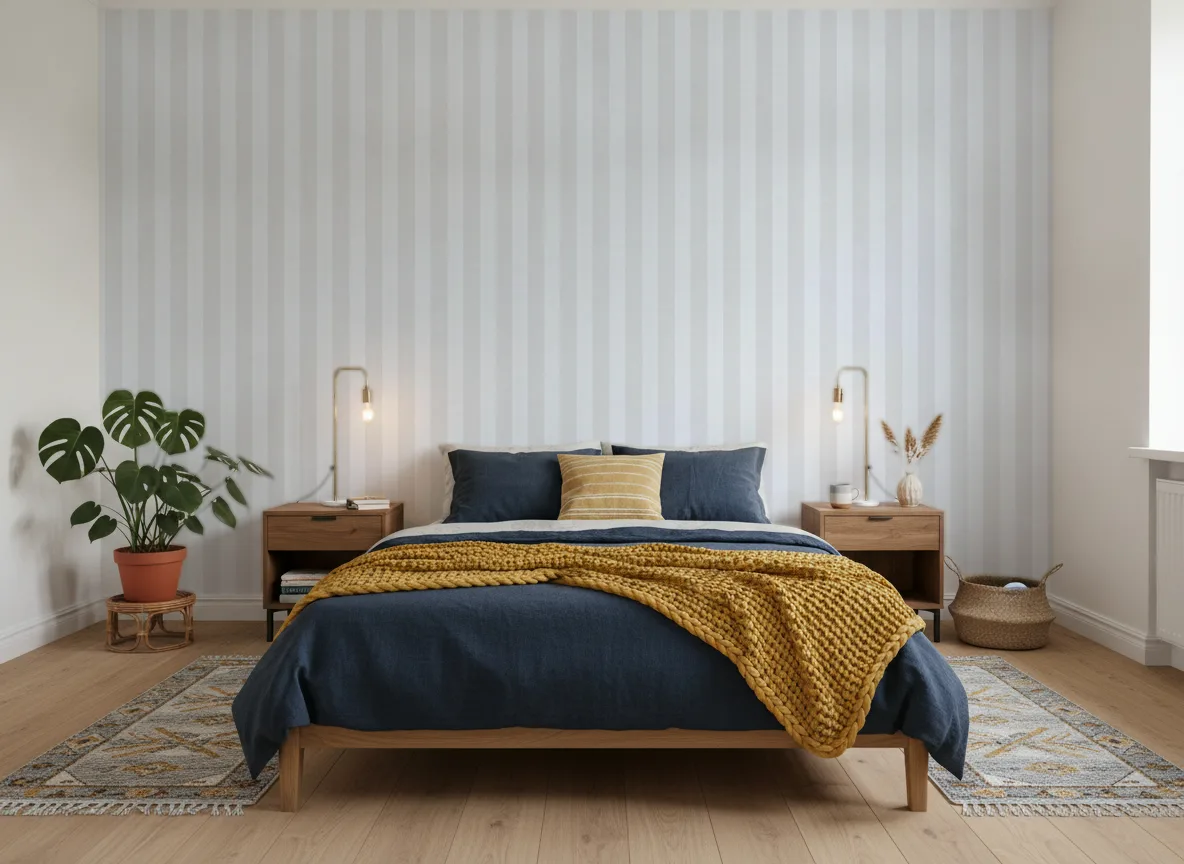 Bombay Exclusive — pasy — Sypialnia z granatową pościelą