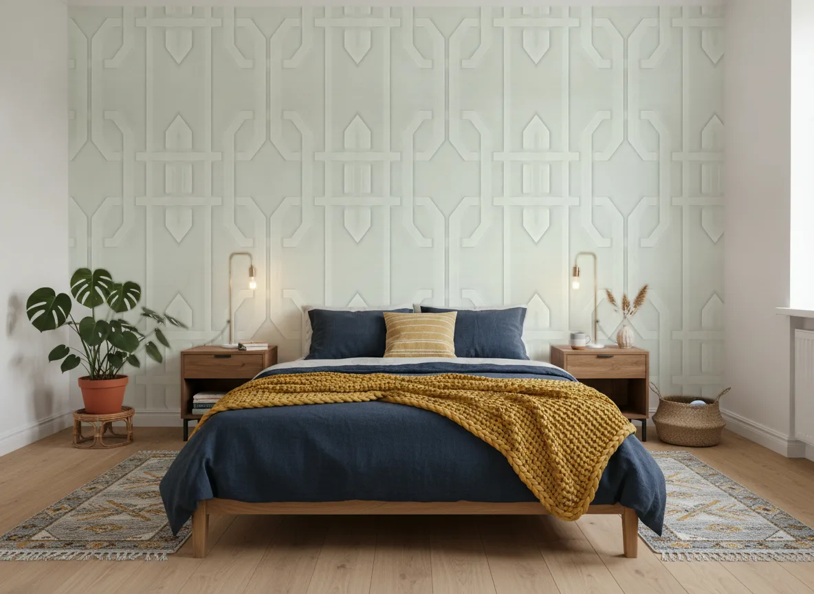 Polyform Eos Allure — Sypialnia z granatową pościelą