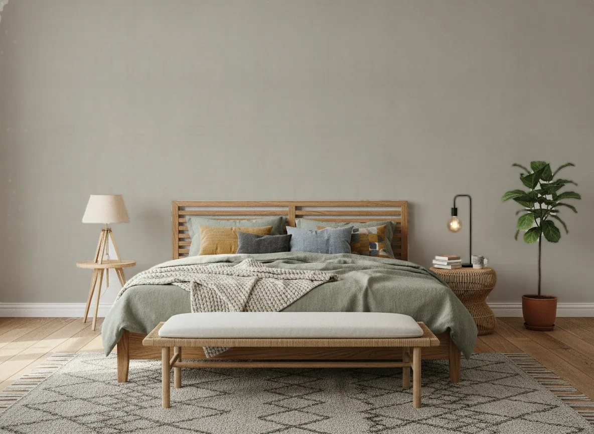 Nérikomi Texture Cerame — Sypialnia z lnianą pościelą