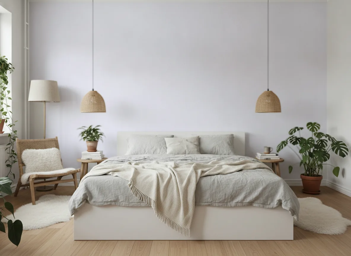 Minimalistyczna — Sypialnia skandynawska