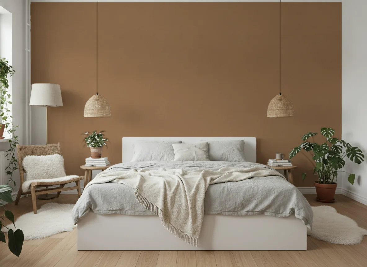 Minimalistyczna metaliczna — Sypialnia skandynawska
