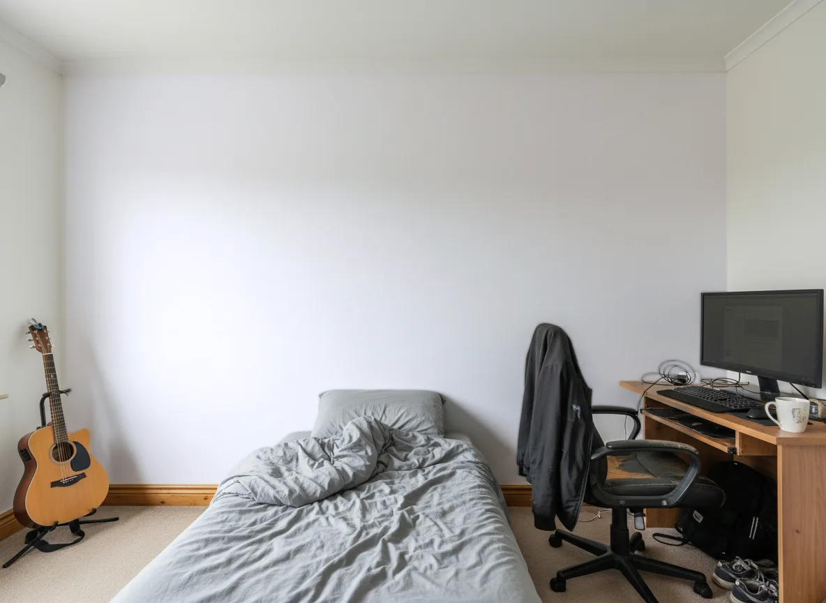 Minimalistyczna — Pokój nastolatka — ściana za łóżkiem