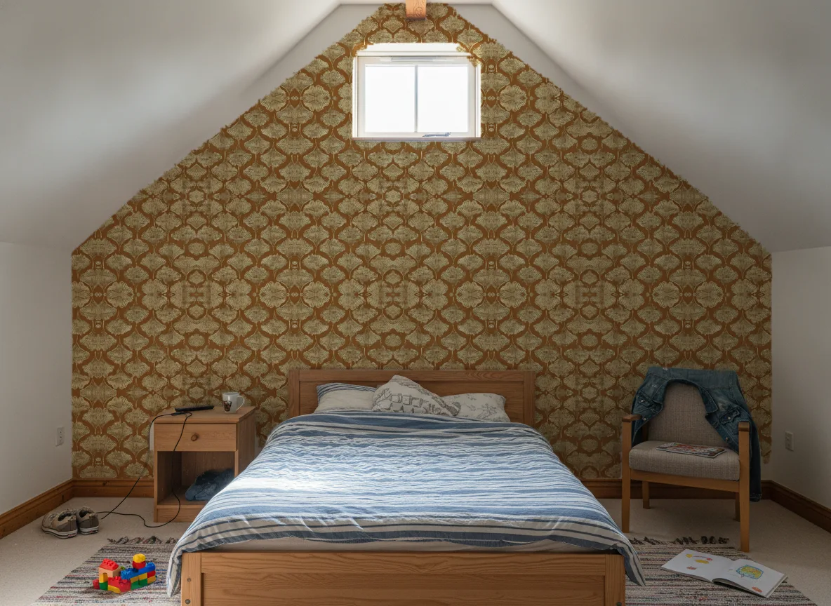 Yinkuo — Sypialnia na poddaszu — ściana szczytowa