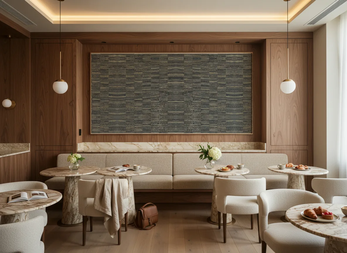 Lirio Nature Precieuse – Textures — Restauracja hotelowa — pole nad ławą