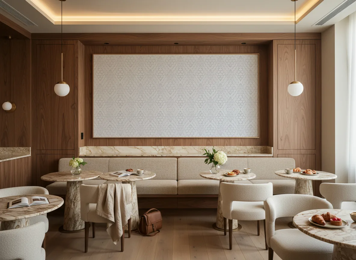 Dekoracyjne łuski — Restauracja hotelowa — pole nad ławą