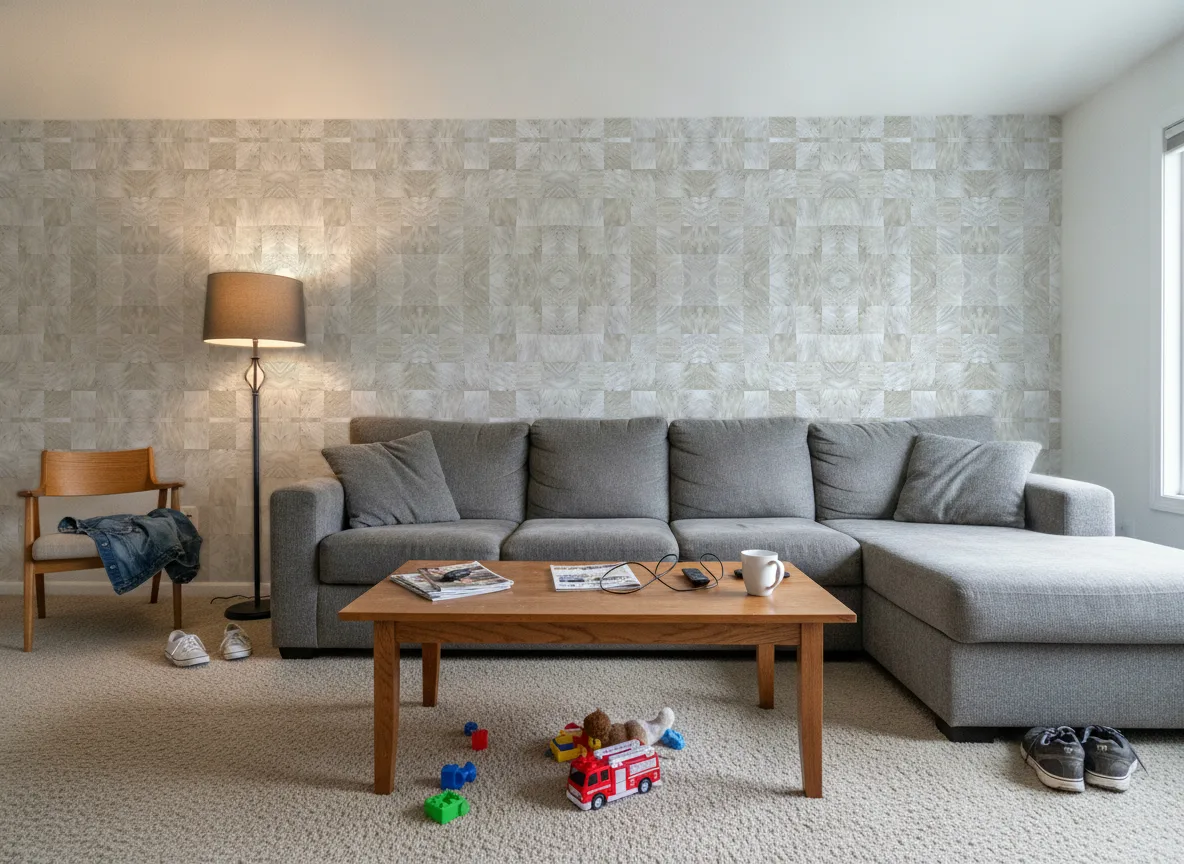 Abale — Salon w domu — ściana za sofą