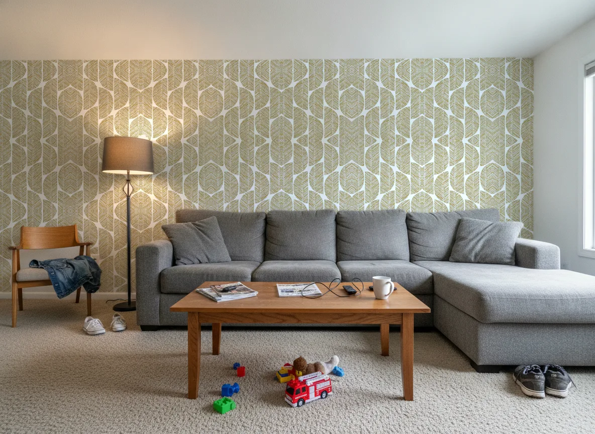Abelia — Salon w domu — ściana za sofą