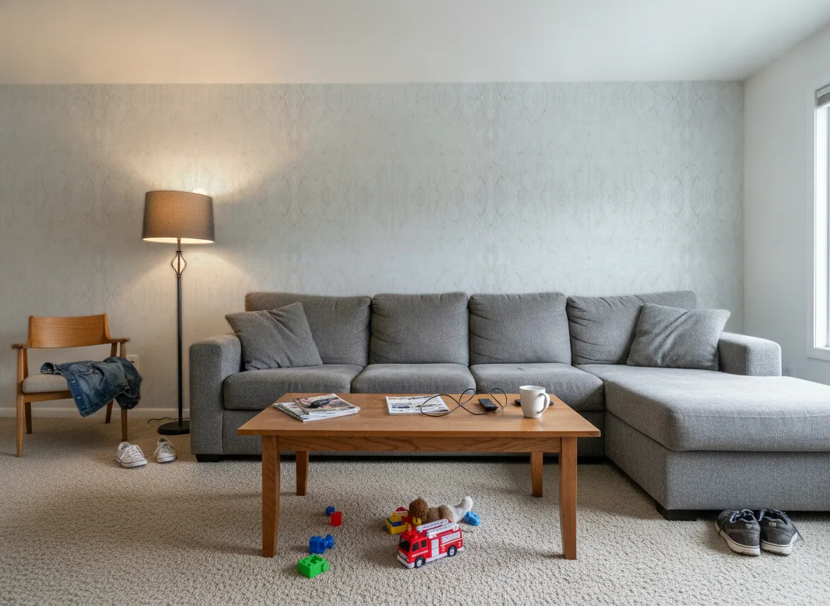 Alaris — Salon w domu — ściana za sofą