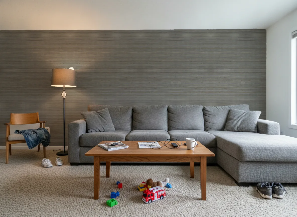 Bambou — Salon w domu — ściana za sofą