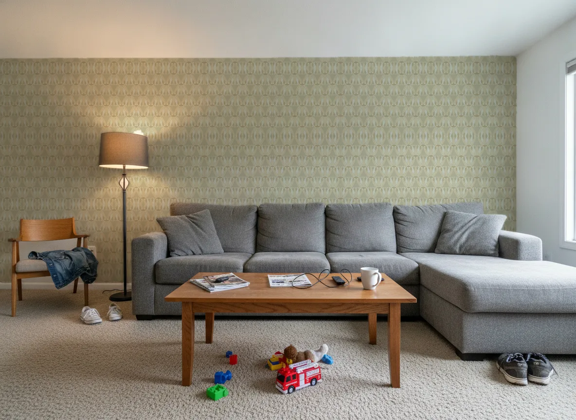 Castalia — Salon w domu — ściana za sofą