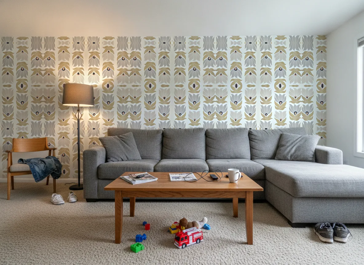Dauphine — Salon w domu — ściana za sofą