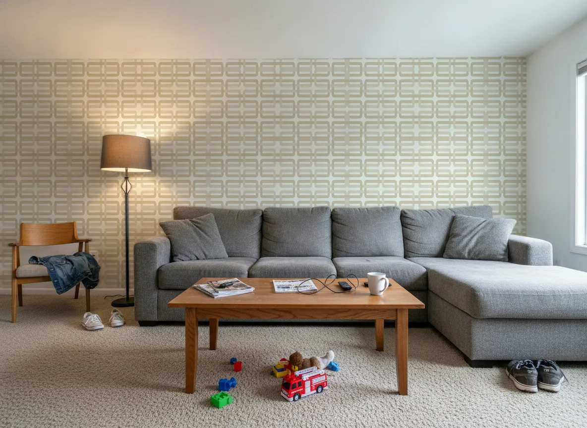 Matjara — Salon w domu — ściana za sofą