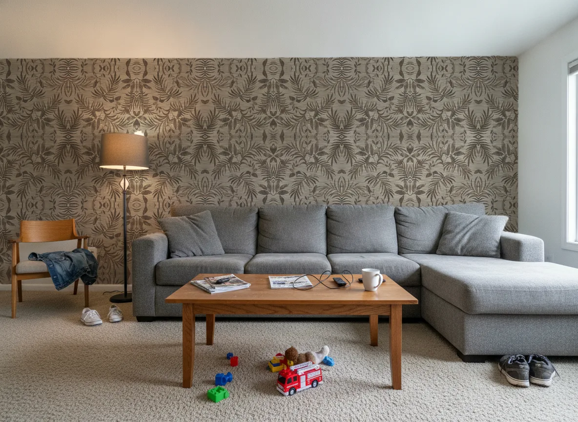 Salix Feroe — Salon w domu — ściana za sofą