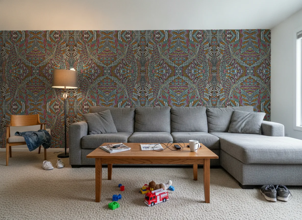Talavera — Salon w domu — ściana za sofą